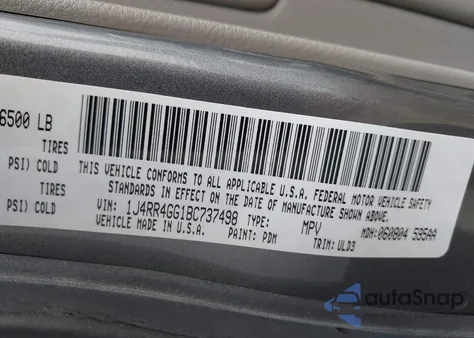 2011 Jeep Grand Cherokee Laredo из США, поврежденный, VIN 1J4RR4GG1BC737498